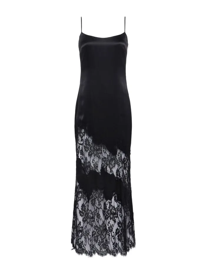 L039Agence Dresses and Jumpsuits Women Silvana Silk Lace Gown Black L039Agence Dresses and Jumpsuits Women Silvana Silk Lace Gown Black