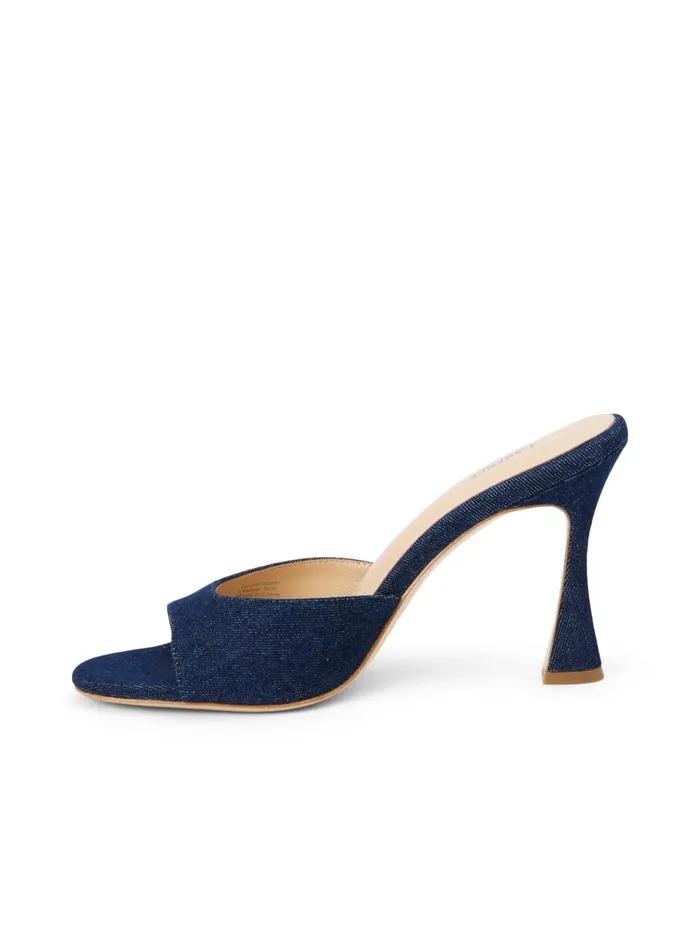L039Agence Heels Women Avery Denim PeepToe Mule Dark Blue Denim