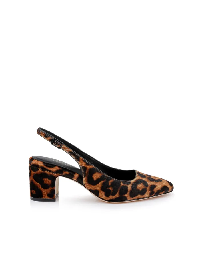 L039Agence Heels Women Elaina Leather Slingback Natural Leopard Hair