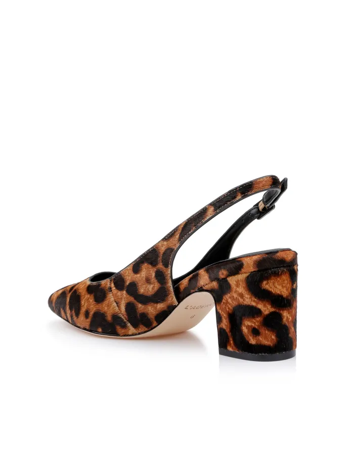 L039Agence Heels Women Elaina Leather Slingback Natural Leopard Hair L039Agence Heels Women Elaina Leather Slingback Natural Leopard Hair