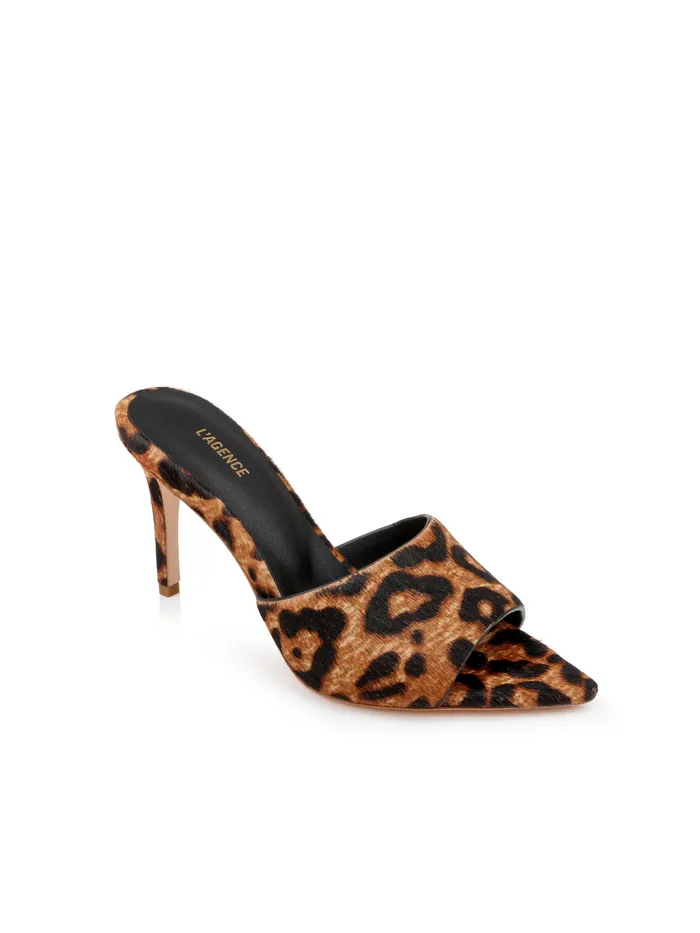 L039Agence Heels Women Lolita Leather OpenToe Mule Natural Leopard Hair L039Agence Heels Women Lolita Leather OpenToe Mule Natural Leopard Hair
