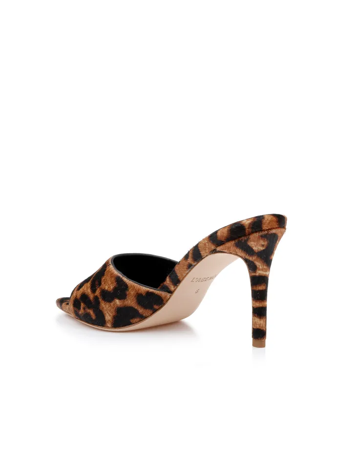 L039Agence Heels Women Lolita Leather OpenToe Mule Natural Leopard Hair L039Agence Heels Women Lolita Leather OpenToe Mule Natural Leopard Hair