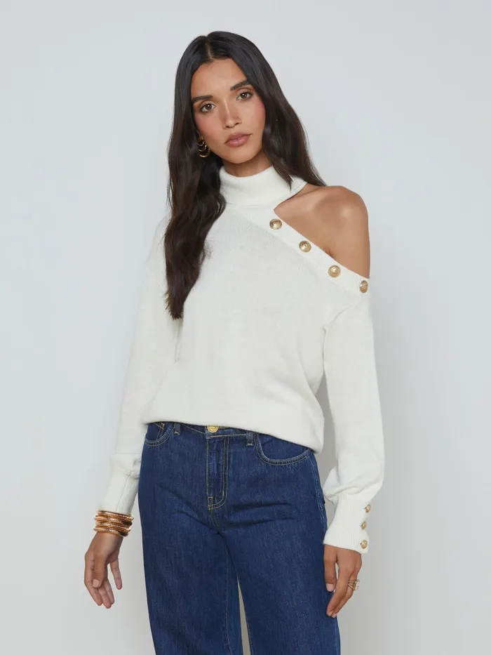 L039Agence Knitwear Women Brixie Cutout Turtleneck Ivorygold