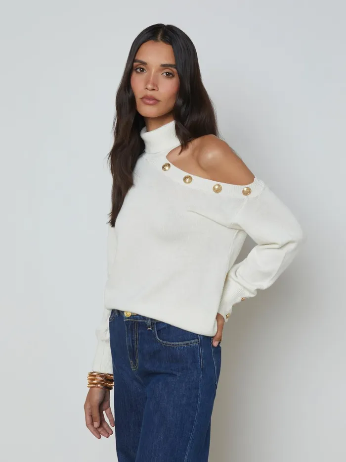 L039Agence Knitwear Women Brixie Cutout Turtleneck Ivorygold