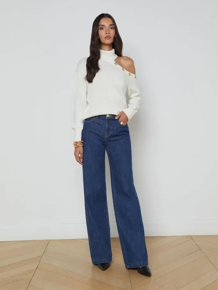 L039Agence Knitwear Women Brixie Cutout Turtleneck Ivorygold