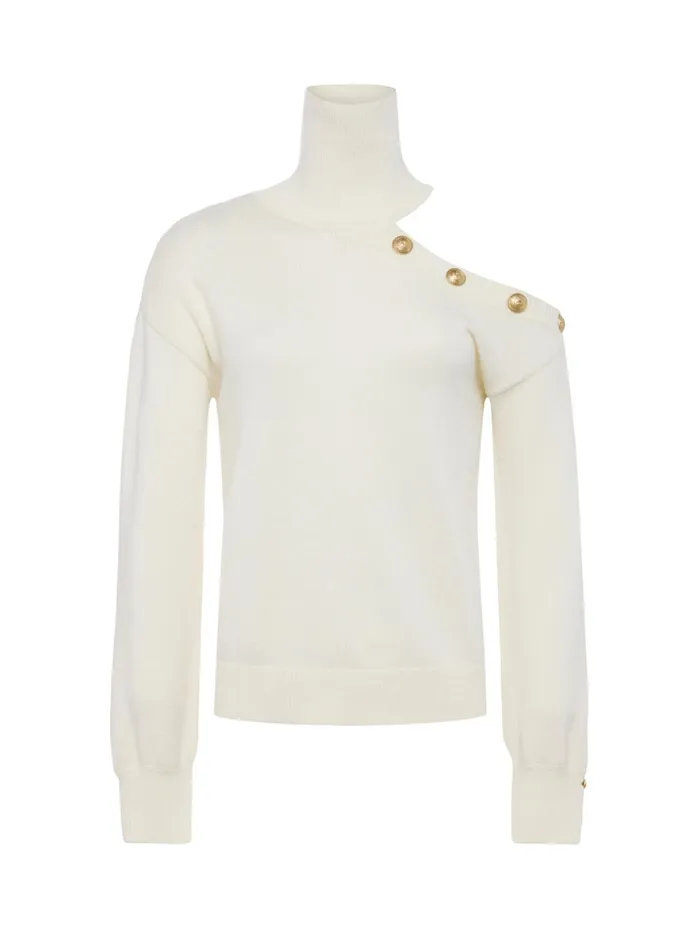 L039Agence Knitwear Women Brixie Cutout Turtleneck Ivorygold