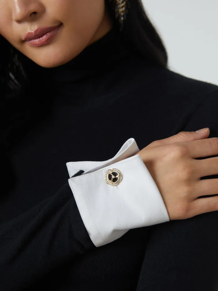 L039Agence Knitwear Women Flora Poplin Cuff Turtleneck Blackwhite L039Agence Knitwear Women Flora Poplin Cuff Turtleneck Blackwhite