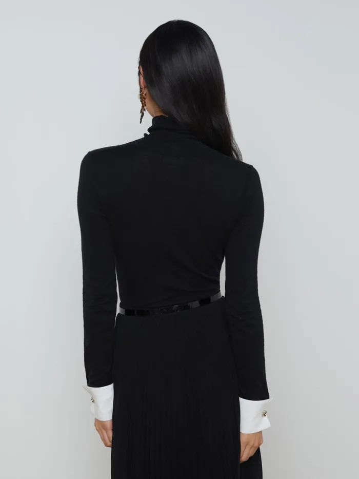 L039Agence Knitwear Women Flora Poplin Cuff Turtleneck Blackwhite L039Agence Knitwear Women Flora Poplin Cuff Turtleneck Blackwhite