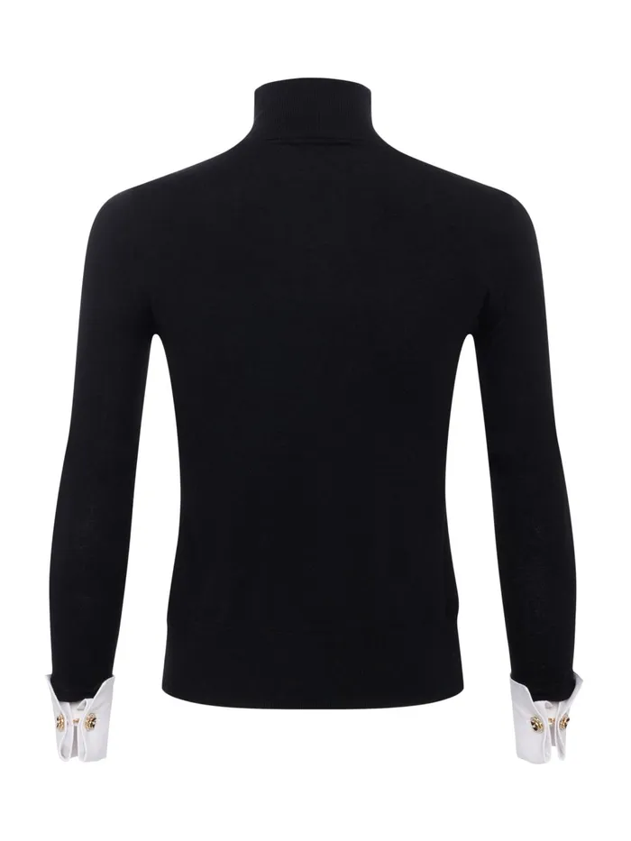 L039Agence Knitwear Women Flora Poplin Cuff Turtleneck Blackwhite L039Agence Knitwear Women Flora Poplin Cuff Turtleneck Blackwhite