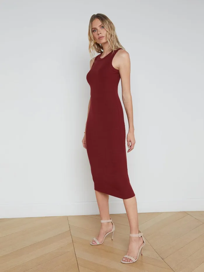 L039Agence Knitwear Women Nura Sleeveless Midi Dress Syrah L039Agence Knitwear Women Nura Sleeveless Midi Dress Syrah