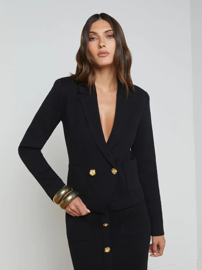 L039Agence Knitwear Women Sofia Knit Blazer Blackgold Rose