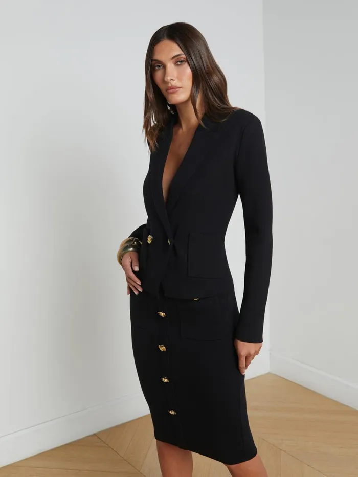 L039Agence Knitwear Women Sofia Knit Blazer Blackgold Rose L039Agence Knitwear Women Sofia Knit Blazer Blackgold Rose