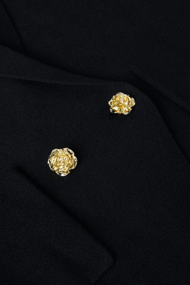 L039Agence Knitwear Women Sofia Knit Blazer Blackgold Rose L039Agence Knitwear Women Sofia Knit Blazer Blackgold Rose