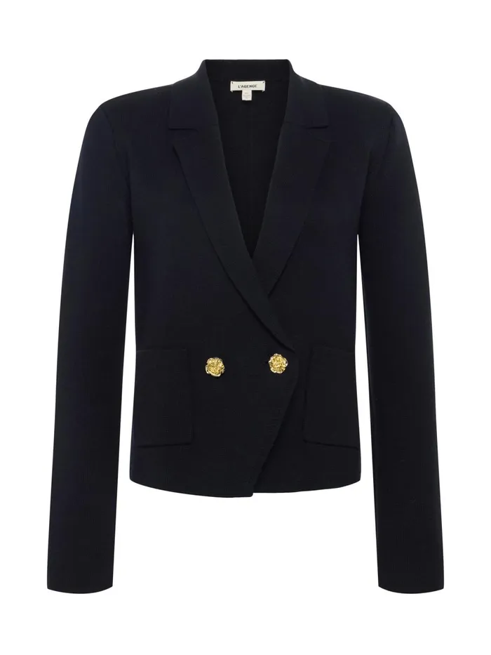L039Agence Knitwear Women Sofia Knit Blazer Blackgold Rose L039Agence Knitwear Women Sofia Knit Blazer Blackgold Rose