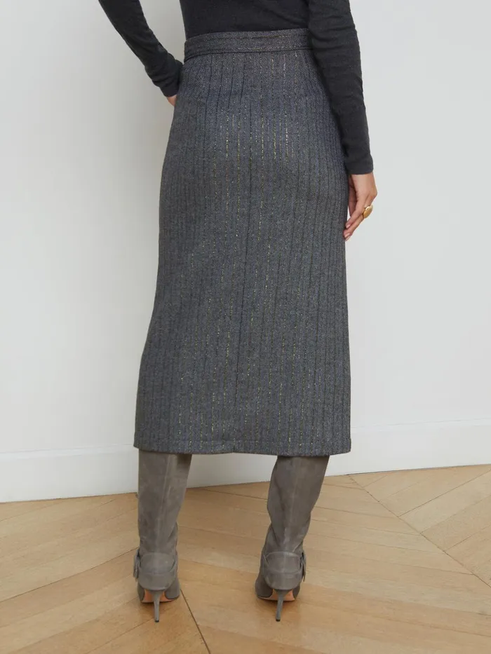 L039Agence Matching Sets Women Madonna Pinstriped Midi Skirt Grey Herringbone L039Agence Matching Sets Women Madonna Pinstriped Midi Skirt Grey Herringbone