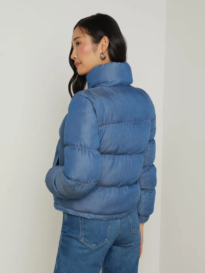 L039Agence Outerwear Women Stowe Denim Down Puffer Jacket Medium Wash L039Agence Outerwear Women Stowe Denim Down Puffer Jacket Medium Wash