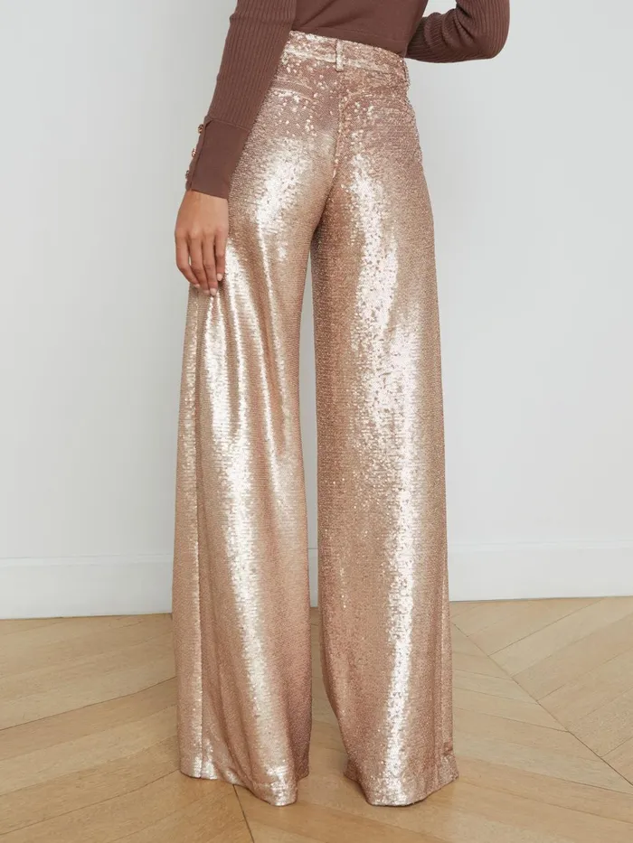 L039Agence Pants Women Allanah Sequin Trouser Beige Sequin L039Agence Pants Women Allanah Sequin Trouser Beige Sequin