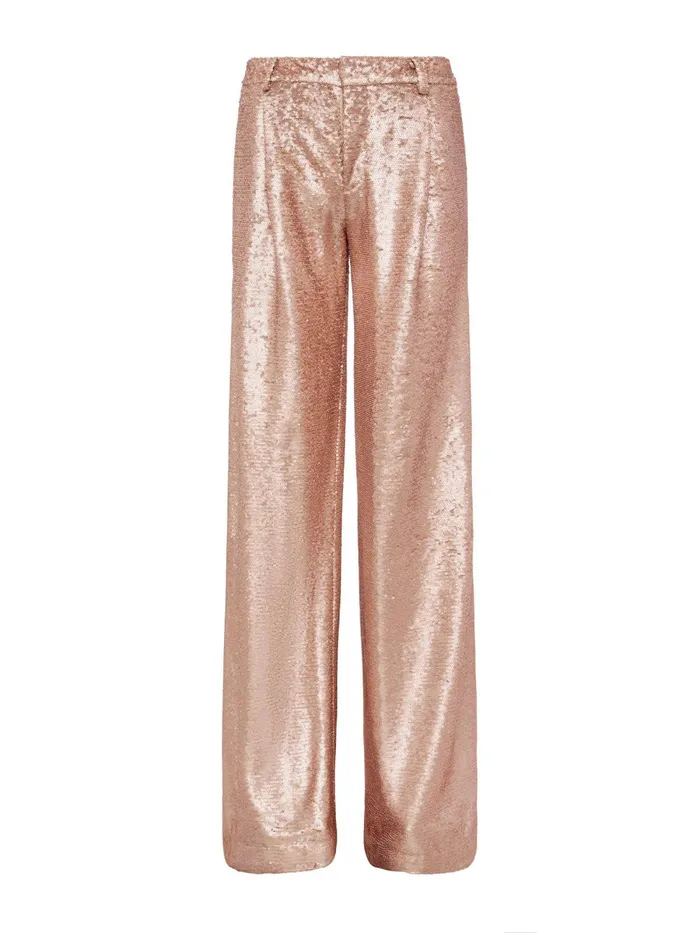 L039Agence Pants Women Allanah Sequin Trouser Beige Sequin L039Agence Pants Women Allanah Sequin Trouser Beige Sequin