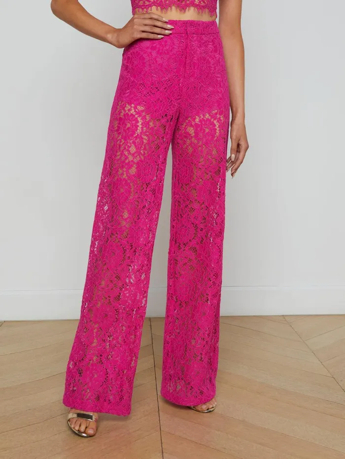 L039Agence Pants Women Livvy Lace Trouser Light Ruby L039Agence Pants Women Livvy Lace Trouser Light Ruby