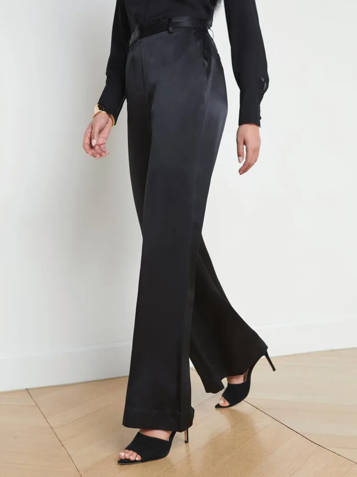 L039Agence Pants Women Pilar Silk WideLeg Pant Black Silk L039Agence Pants Women Pilar Silk WideLeg Pant Black Silk