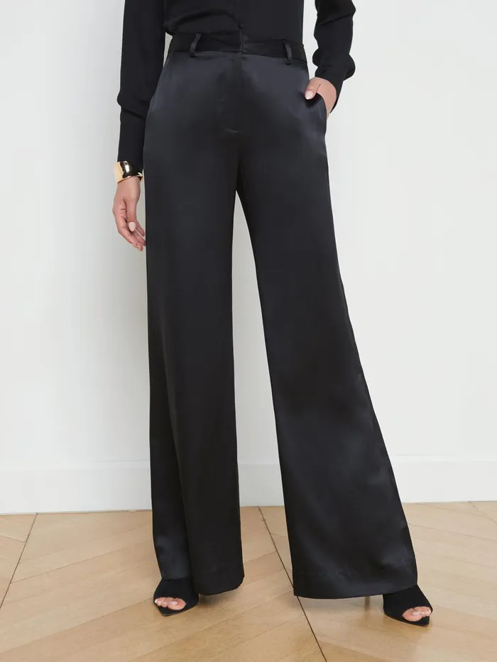 L039Agence Pants Women Pilar Silk WideLeg Pant Black Silk L039Agence Pants Women Pilar Silk WideLeg Pant Black Silk