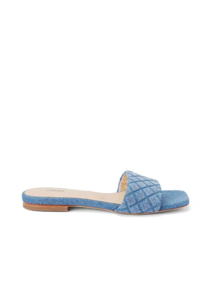 L039Agence Sandals and Wedges Women Aloise Denim Slide Sandal Light Blue Denim L039Agence Sandals and Wedges Women Aloise Denim Slide Sandal Light Blue Denim