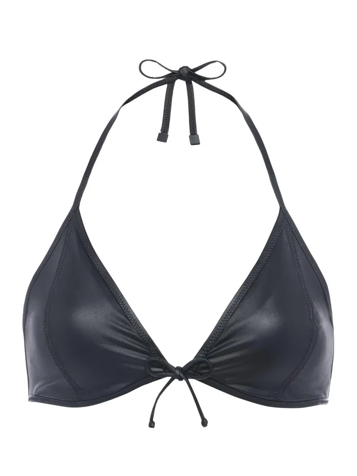 L039Agence Swimwear Women Annabelle Faux Leather Bikini Top Black