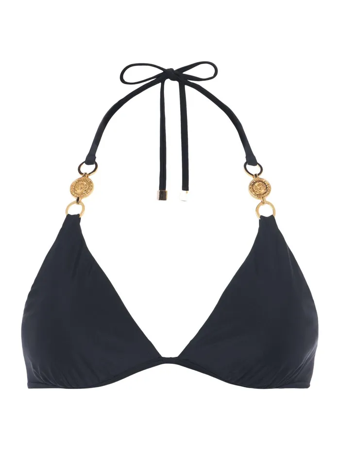 L039Agence Swimwear Women Annabelle Triangle Bikini Top Blackgold Coin