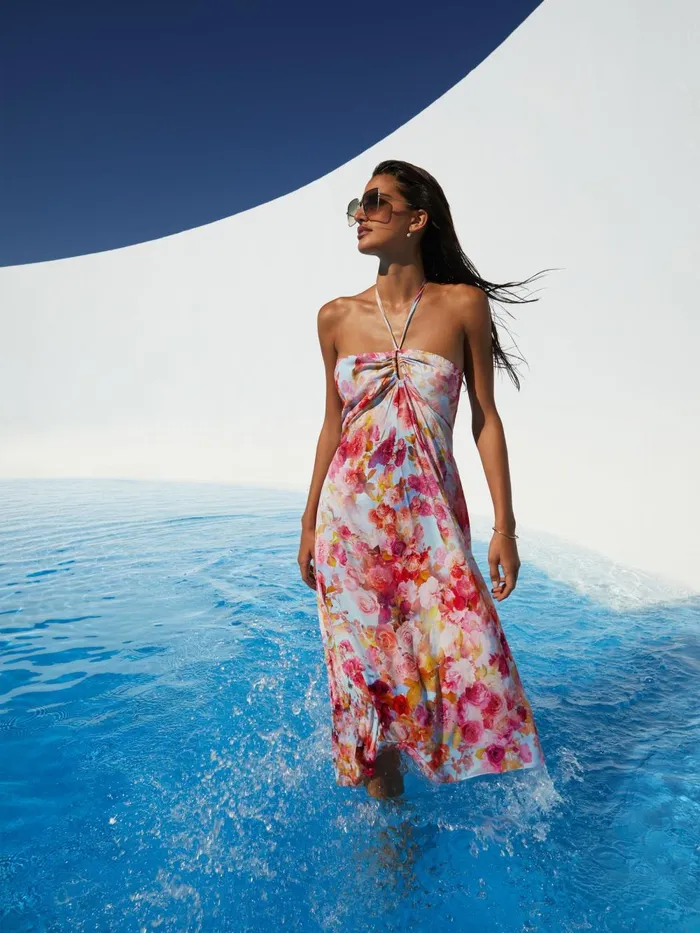 L039Agence Swimwear Women Cheri Midi Dress Multi Soft Cloud Floral L039Agence Swimwear Women Cheri Midi Dress Multi Soft Cloud Floral