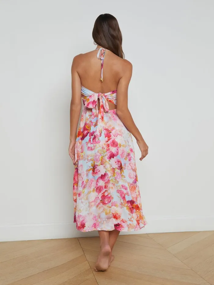L039Agence Swimwear Women Cheri Midi Dress Multi Soft Cloud Floral L039Agence Swimwear Women Cheri Midi Dress Multi Soft Cloud Floral