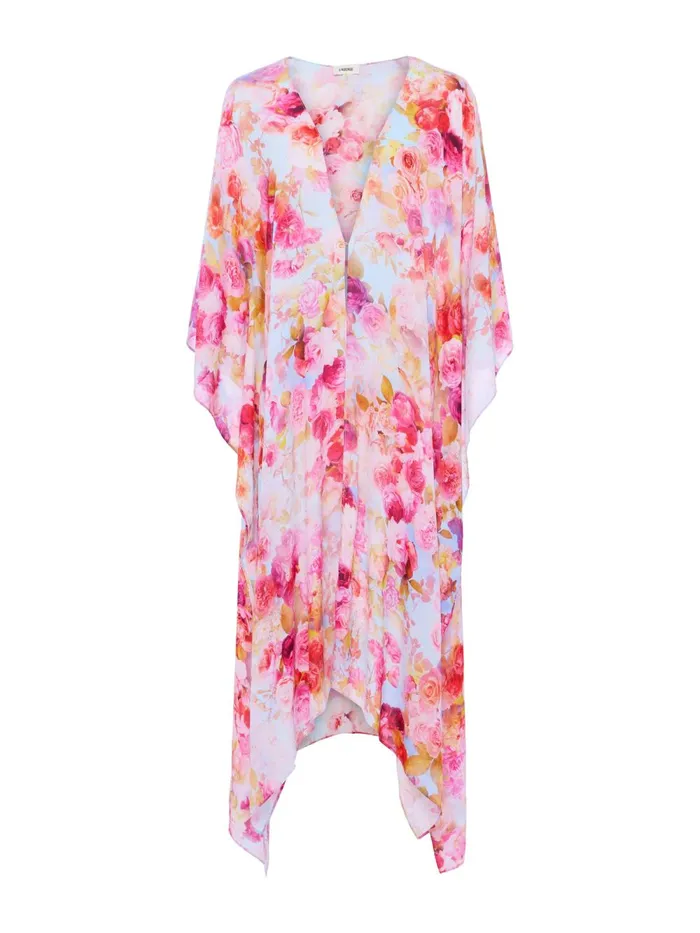 L039Agence Swimwear Women Kara Kimono CoverUp Multi Soft Cloud Floral L039Agence Swimwear Women Kara Kimono CoverUp Multi Soft Cloud Floral