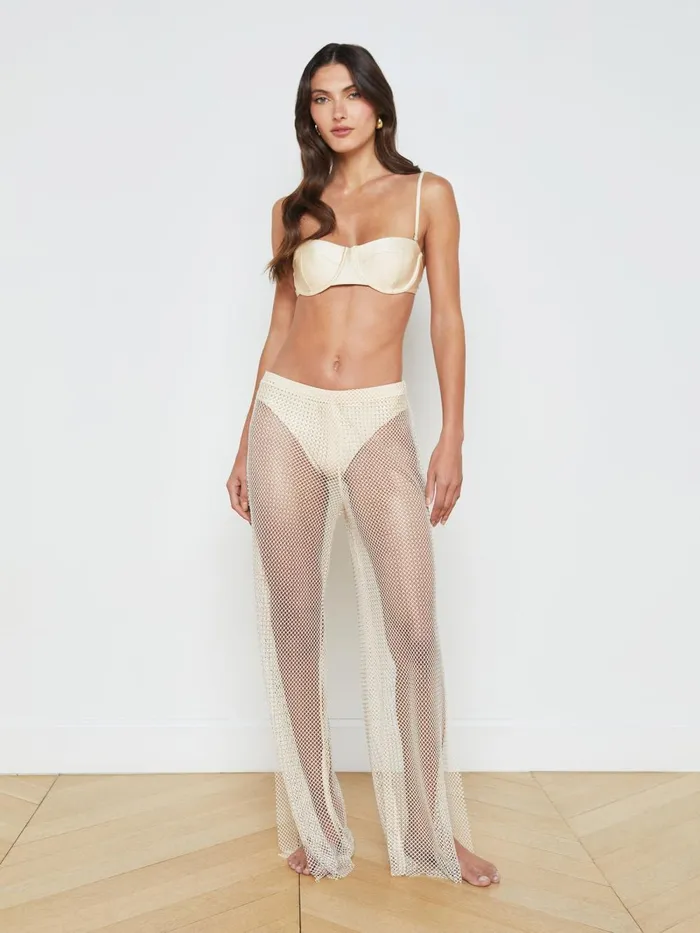L039Agence Swimwear Women Noemi Mesh CoverUp Pant Champagne