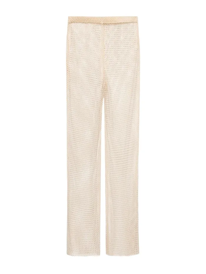 L039Agence Swimwear Women Noemi Mesh CoverUp Pant Champagne L039Agence Swimwear Women Noemi Mesh CoverUp Pant Champagne
