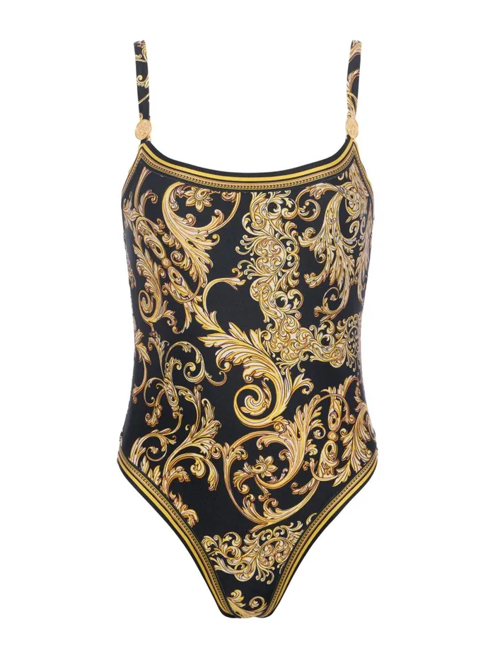 L039Agence Swimwear Women Remi OnePiece Swimsuit Blackgold Barocco Swirl