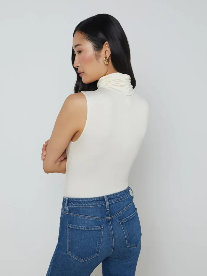 L039Agence Tees Women Ceci Sleeveless Turtleneck Vintage White