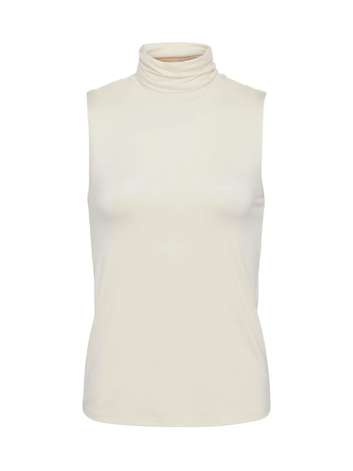 L039Agence Tees Women Ceci Sleeveless Turtleneck Vintage White