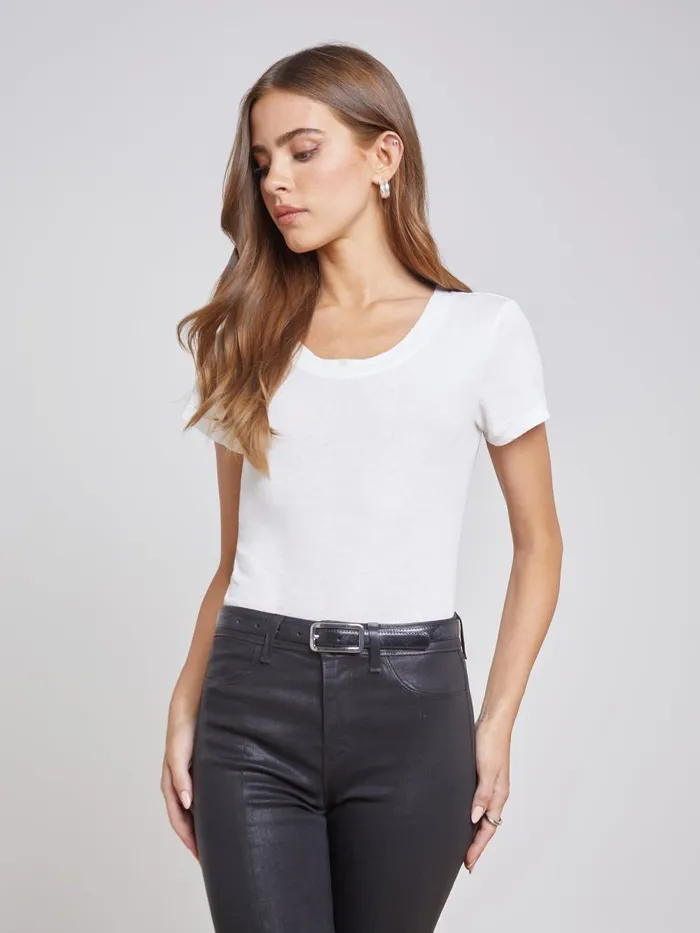 L039Agence Tees Women Cory Cotton Scoopneck Tee White