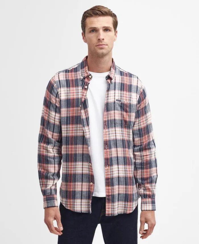 Laneskin Tailored LongSleeved Shirt Olive Men Barbour Shirts