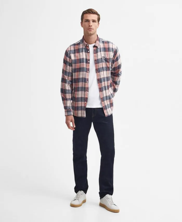 Laneskin Tailored LongSleeved Shirt Olive Men Barbour Shirts
