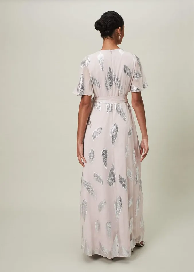 Larah Lurex Feather Jaquard Maxi Dress Misty Mauvesilver Women Phase Eight Dresses Larah Lurex Feather Jaquard Maxi Dress Misty Mauvesilver Women Phase Eight Dresses