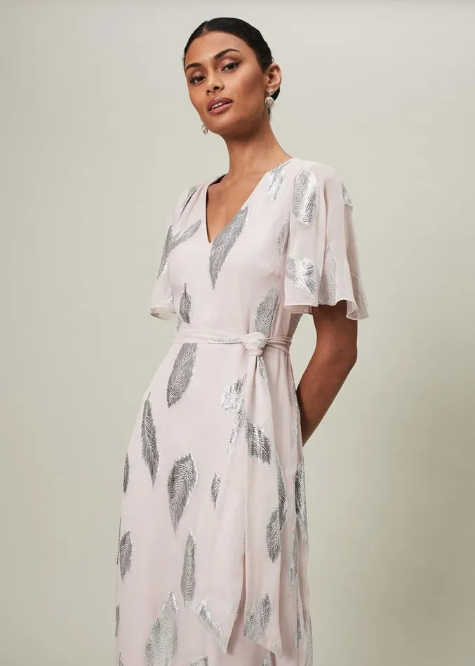 Larah Lurex Feather Jaquard Maxi Dress Misty Mauvesilver Women Phase Eight Dresses Larah Lurex Feather Jaquard Maxi Dress Misty Mauvesilver Women Phase Eight Dresses