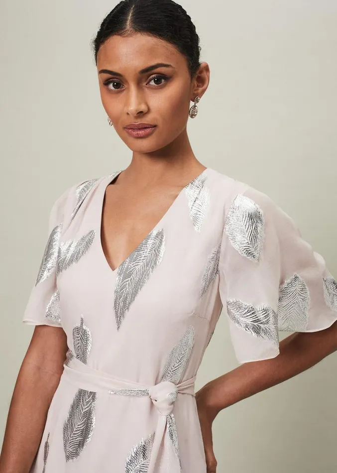 Larah Lurex Feather Jaquard Maxi Dress Misty Mauvesilver Women Phase Eight Dresses Larah Lurex Feather Jaquard Maxi Dress Misty Mauvesilver Women Phase Eight Dresses
