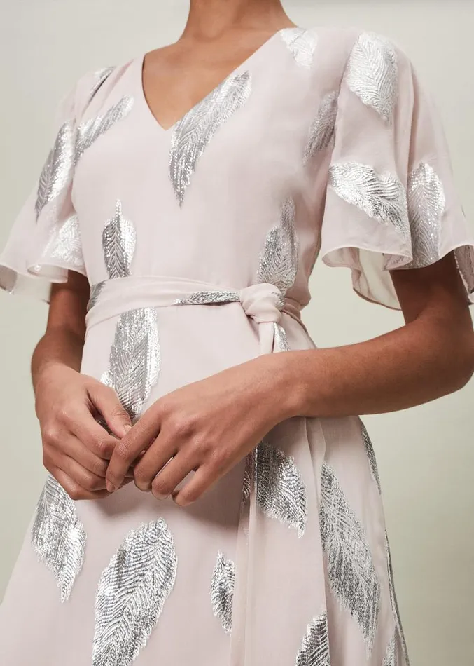Larah Lurex Feather Jaquard Maxi Dress Misty Mauvesilver Women Phase Eight Dresses Larah Lurex Feather Jaquard Maxi Dress Misty Mauvesilver Women Phase Eight Dresses