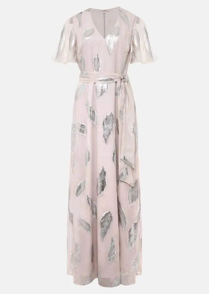 Larah Lurex Feather Jaquard Maxi Dress Misty Mauvesilver Women Phase Eight Dresses Larah Lurex Feather Jaquard Maxi Dress Misty Mauvesilver Women Phase Eight Dresses