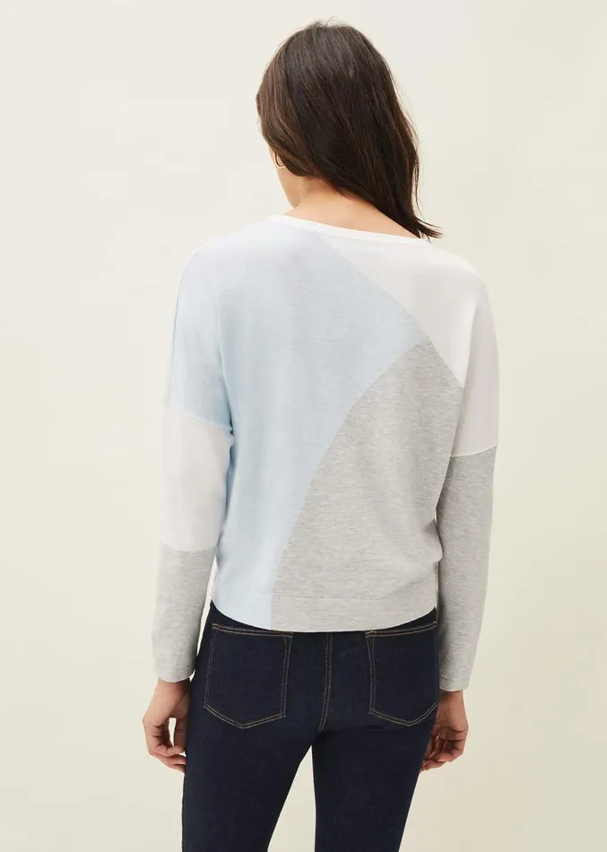 Laura Colourblock Intarsia Jumper Pale Blue Women Phase Eight Knitwear
