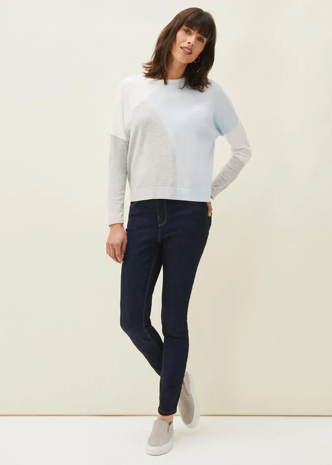 Laura Colourblock Intarsia Jumper Pale Blue Women Phase Eight Knitwear