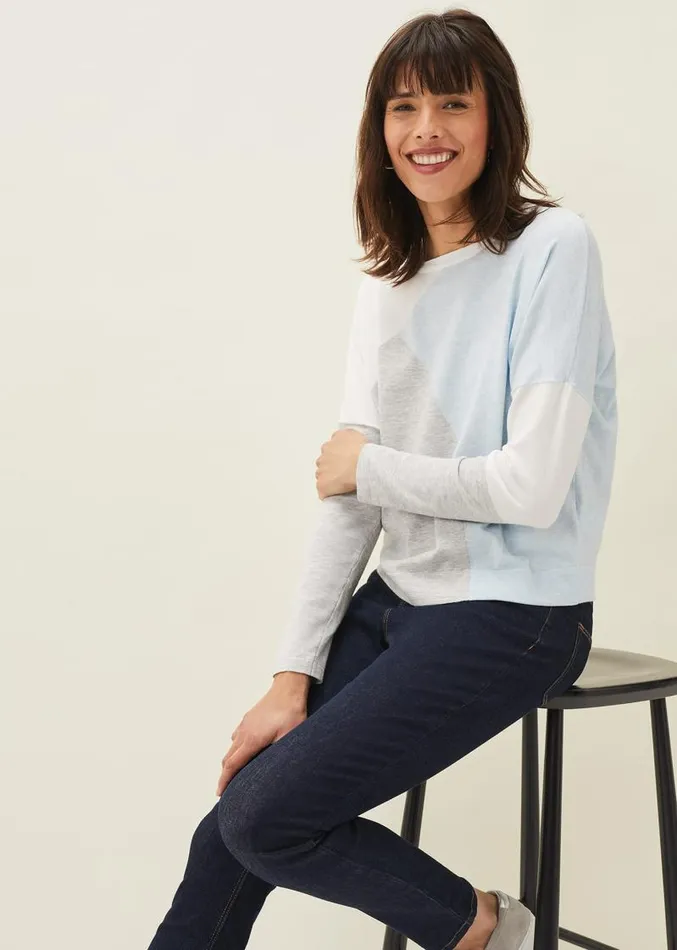 Laura Colourblock Intarsia Jumper Pale Blue Women Phase Eight Knitwear