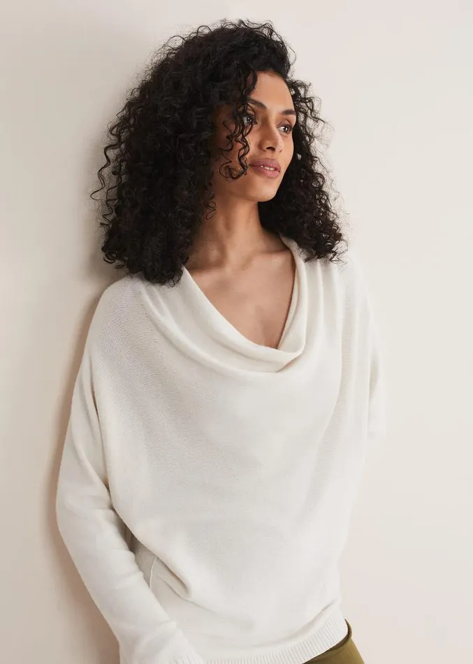 Layra Cowl Neck Knit Top Ivory Women Phase Eight Knitwear