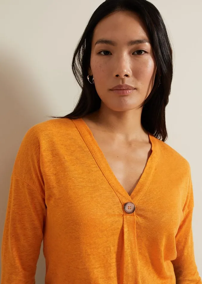 Leah Linen Top Orange Women Phase Eight Tops and TShirts