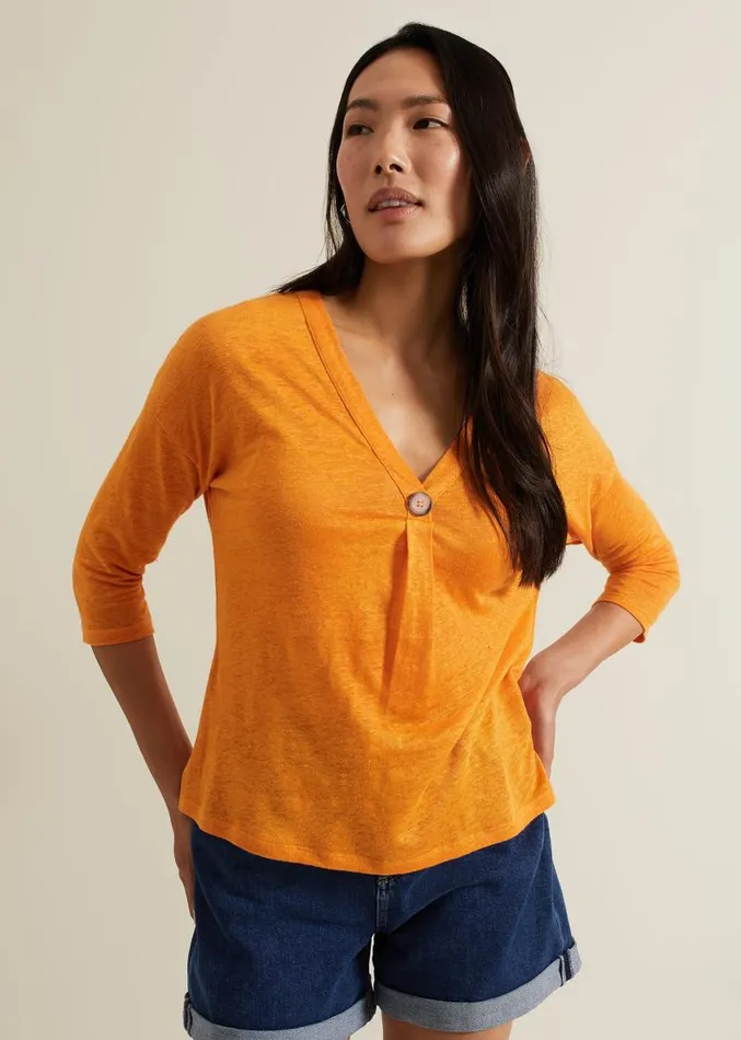 Leah Linen Top Orange Women Phase Eight Tops and TShirts